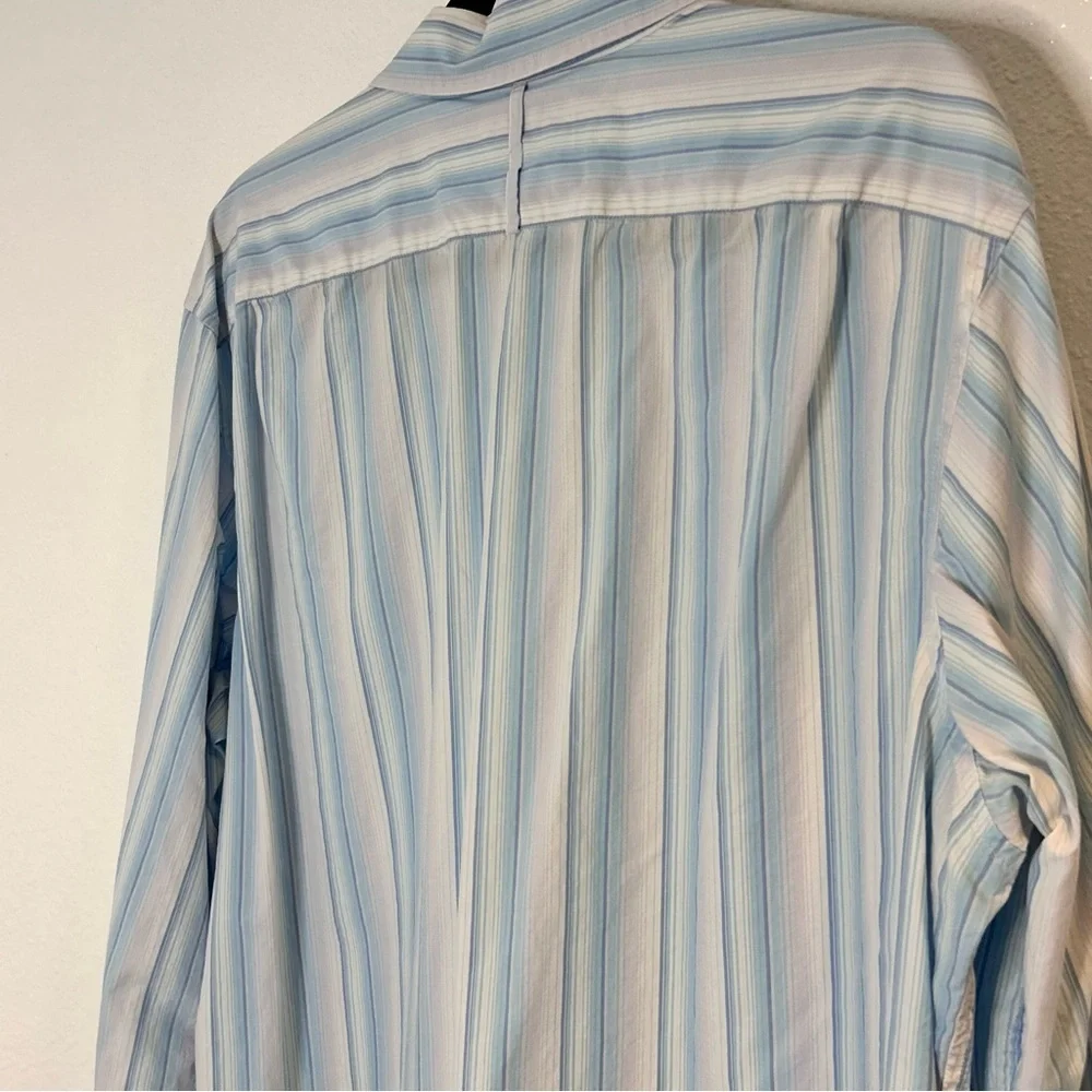 Banana Republic Blue Striped Dress Shirt Size XL 17- 17 1-2